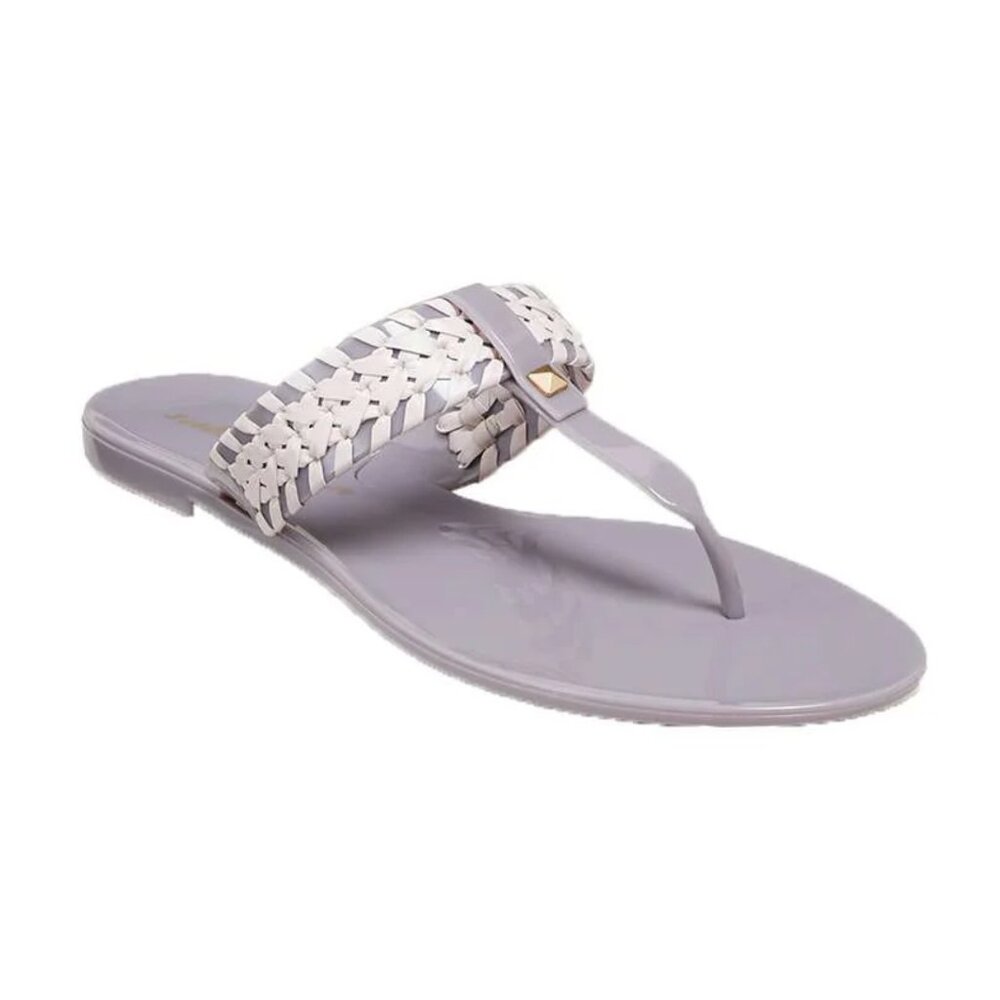 NEW Jack Rogers Women Tinsley Jelly Grey Blush Braided Woven Flip Flop Sandals